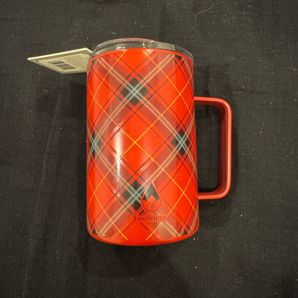 Red Plaid double wall, stainless steel Insulated Mug by WELLNESS❤️Perfect size❤️